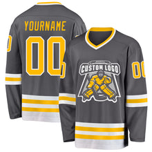 Load image into Gallery viewer, Custom Steel Gray Gold-White Hockey Jersey