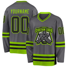 Load image into Gallery viewer, Custom Steel Gray Black-Neon Green Hockey Jersey