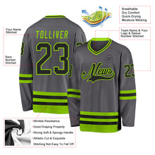 Load image into Gallery viewer, Custom Steel Gray Black-Neon Green Hockey Jersey