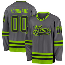Load image into Gallery viewer, Custom Steel Gray Black-Neon Green Hockey Jersey