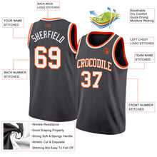 Load image into Gallery viewer, Custom Steel Gray White-Orange Authentic Basketball Jersey