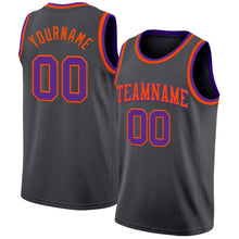 Load image into Gallery viewer, Custom Steel Gray Purple-Orange Authentic Basketball Jersey