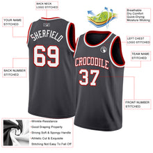 Load image into Gallery viewer, Custom Steel Gray White-Red Authentic Basketball Jersey