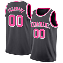 Load image into Gallery viewer, Custom Steel Gray Pink-White Authentic Basketball Jersey