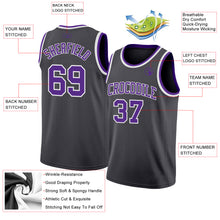 Load image into Gallery viewer, Custom Steel Gray Purple-White Authentic Basketball Jersey