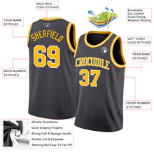 Load image into Gallery viewer, Custom Steel Gray Gold-White Authentic Basketball Jersey