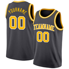 Load image into Gallery viewer, Custom Steel Gray Gold-White Authentic Basketball Jersey