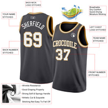 Load image into Gallery viewer, Custom Steel Gray White-Old Gold Authentic Basketball Jersey