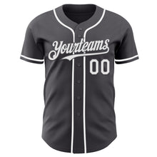 Load image into Gallery viewer, Custom Steel Gray White Authentic Baseball Jersey