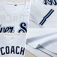 Load image into Gallery viewer, Custom White Navy-Powder Blue Performance T-Shirt