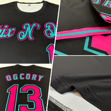 Load image into Gallery viewer, Custom Black Pink-Teal Performance T-Shirt