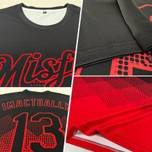 Load image into Gallery viewer, Custom Black Red 3D Pattern Design Gradient Square Shapes Performance T-Shirt