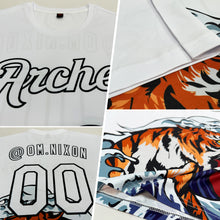 Load image into Gallery viewer, Custom White Black 3D Pattern Design Tiger Performance T-Shirt