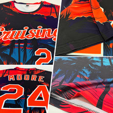 Load image into Gallery viewer, Custom Black Orange-White 3D Pattern Design Tropical Hawaii Palms Trees Performance T-Shirt