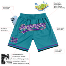 Load image into Gallery viewer, Custom Teal Purple-Black Authentic Throwback Basketball Shorts