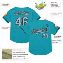 Load image into Gallery viewer, Custom Teal Gray-Black Mesh Authentic Throwback Baseball Jersey