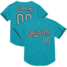 Load image into Gallery viewer, Custom Teal Gray-Black Mesh Authentic Throwback Baseball Jersey