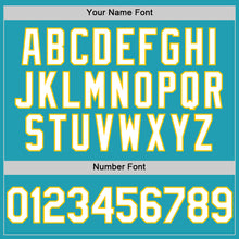 Load image into Gallery viewer, Custom Teal White-Yellow Mesh Authentic Throwback Baseball Jersey
