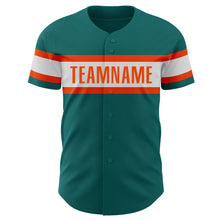 Load image into Gallery viewer, Custom Teal White-Orange Authentic Baseball Jersey