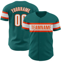 Load image into Gallery viewer, Custom Teal White-Orange Authentic Baseball Jersey
