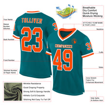 Load image into Gallery viewer, Custom Teal Orange-White Mesh Authentic Throwback Football Jersey
