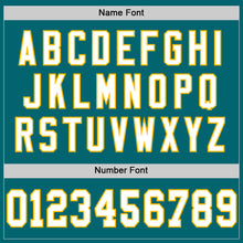 Load image into Gallery viewer, Custom Teal White-Gold Mesh Authentic Throwback Football Jersey