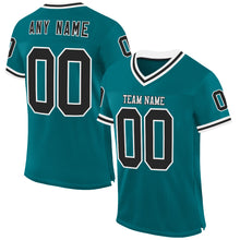 Load image into Gallery viewer, Custom Teal Black-White Mesh Authentic Throwback Football Jersey
