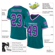 Load image into Gallery viewer, Custom Teal Purple-White Mesh Authentic Throwback Football Jersey