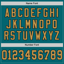 Load image into Gallery viewer, Custom Teal Old Gold-Black Mesh Authentic Throwback Football Jersey