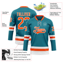 Load image into Gallery viewer, Custom Teal Orange-White Hockey Lace Neck Jersey