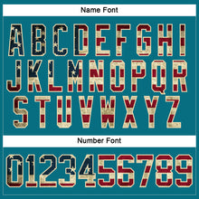 Load image into Gallery viewer, Custom Teal Vintage USA Flag Cream-Black Hockey Lace Neck Jersey