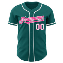 Load image into Gallery viewer, Custom Teal Pink-White Authentic Baseball Jersey