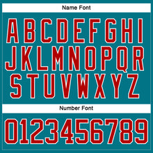 Load image into Gallery viewer, Custom Teal Red-White Hockey Jersey