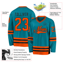Load image into Gallery viewer, Custom Teal Orange-Black Hockey Jersey