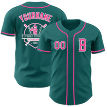 Load image into Gallery viewer, Custom Teal Pink-White Authentic Baseball Jersey