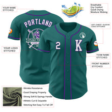 Load image into Gallery viewer, Custom Teal White-Purple Authentic Baseball Jersey