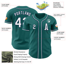Load image into Gallery viewer, Custom Teal White-Navy Authentic Baseball Jersey