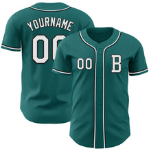Load image into Gallery viewer, Custom Teal White-Black Authentic Baseball Jersey