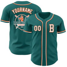 Load image into Gallery viewer, Custom Teal White-Orange Authentic Baseball Jersey