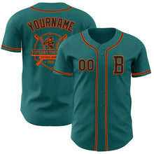 Load image into Gallery viewer, Custom Teal Black-Orange Authentic Baseball Jersey