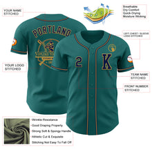 Load image into Gallery viewer, Custom Teal Navy-Old Gold Authentic Baseball Jersey