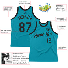 Load image into Gallery viewer, Custom Teal Black Authentic Throwback Basketball Jersey