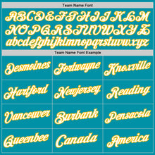 Load image into Gallery viewer, Custom Teal White-Gold Authentic Throwback Basketball Jersey