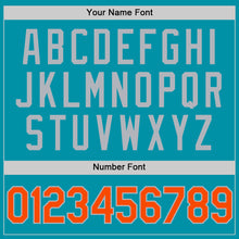 Load image into Gallery viewer, Custom Teal Orange-Gray Authentic Throwback Basketball Jersey