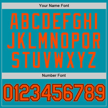 Load image into Gallery viewer, Custom Teal Orange-Black Authentic Throwback Basketball Jersey