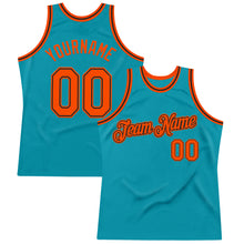 Load image into Gallery viewer, Custom Teal Orange-Black Authentic Throwback Basketball Jersey