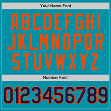 Load image into Gallery viewer, Custom Teal Navy-Orange Authentic Throwback Basketball Jersey