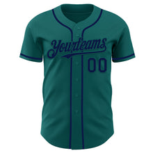 Load image into Gallery viewer, Custom Teal Navy Authentic Baseball Jersey