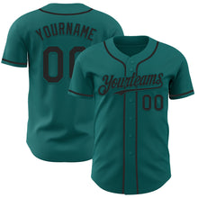 Load image into Gallery viewer, Custom Teal Black Authentic Baseball Jersey
