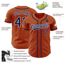 Load image into Gallery viewer, Custom Texas Orange Navy-White Authentic Baseball Jersey
